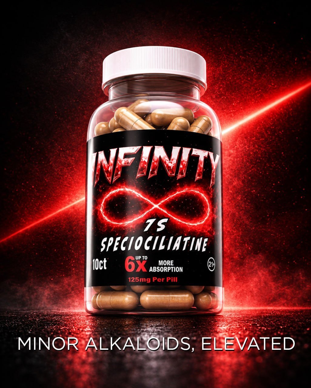 Infinity 7S Speciociliatine 10ct bottle — minor alkaloids, elevated